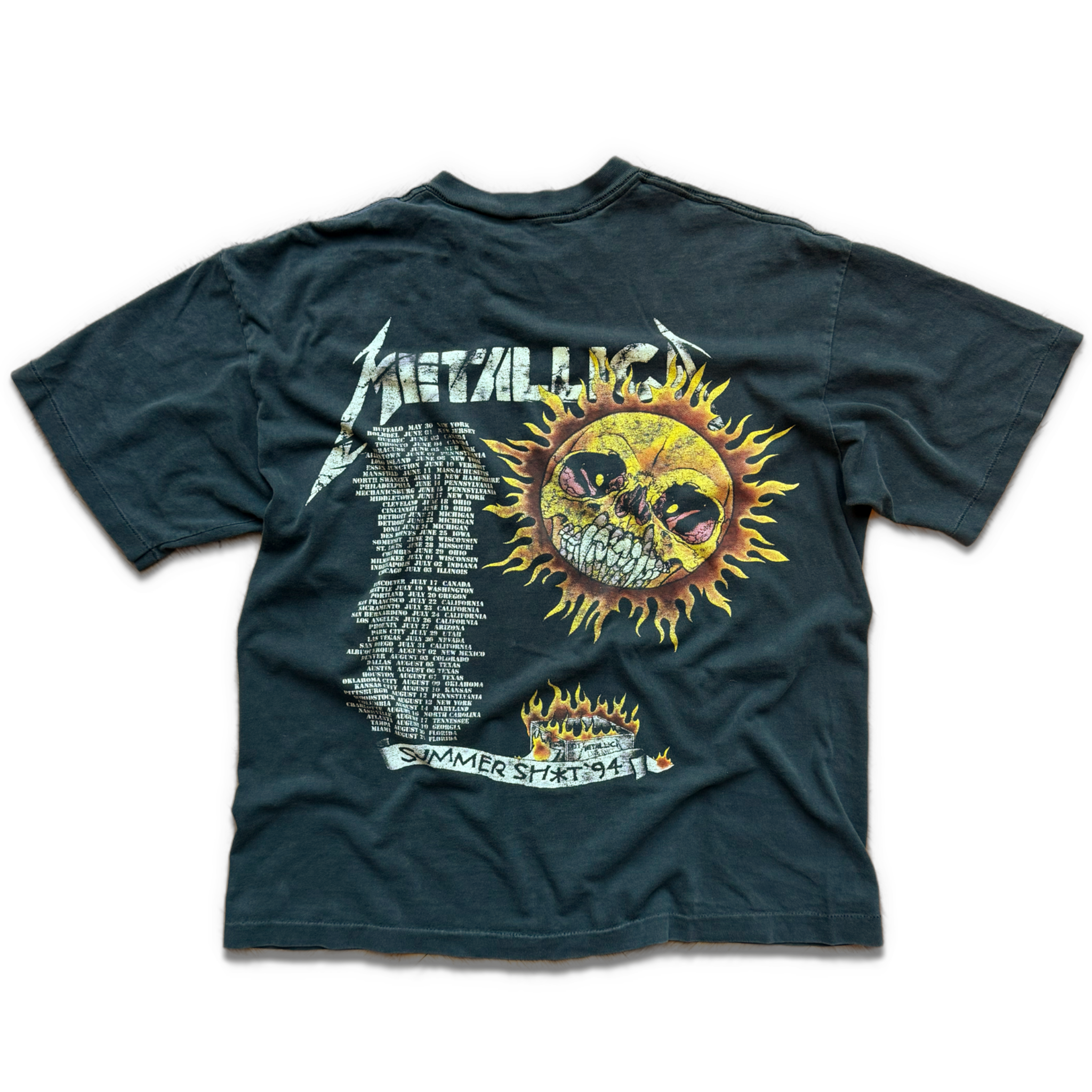 Vintage Metallica 1994 Tour Flaming Skull T-Shirt – Fruit Of The Doom